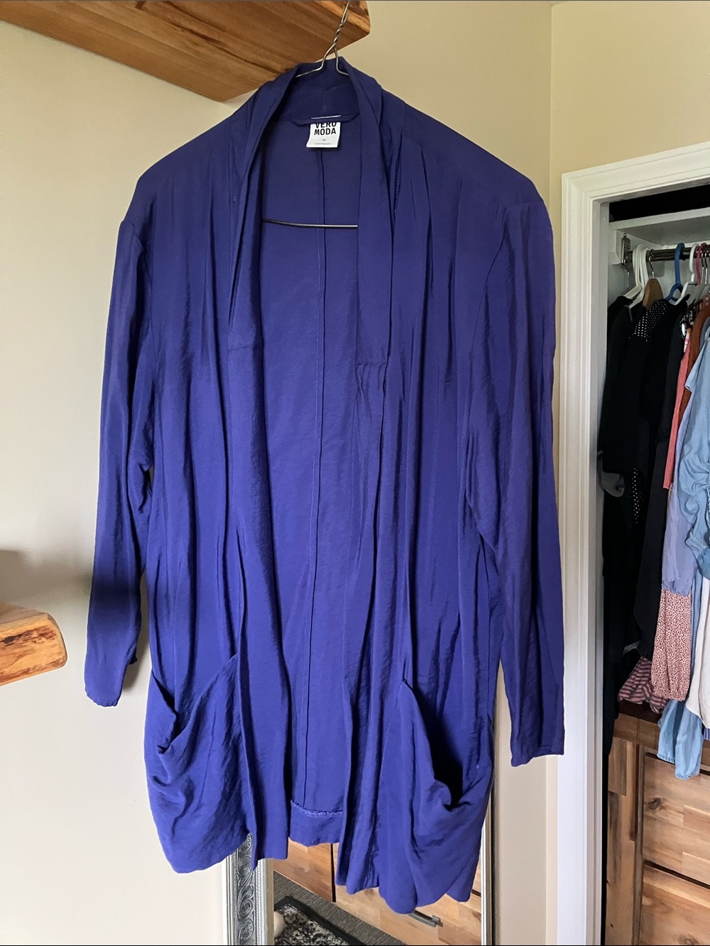 Vero Moda Open-Front Purple Drape Cardigan